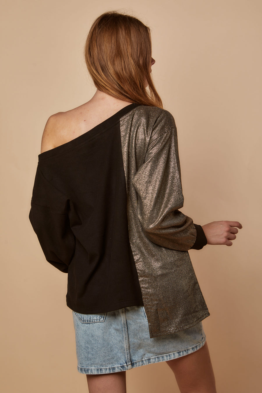 Asymmetrical Black/Gold Pullover