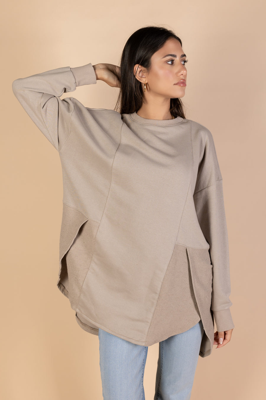 Back & Forth Melton Top - Beige