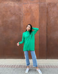 Green High Neck Knit Pullover