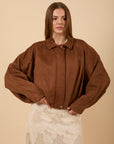 Oversize suede Jacket - Brown