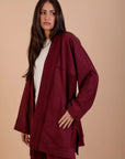 Burgundy Melton Cardigan