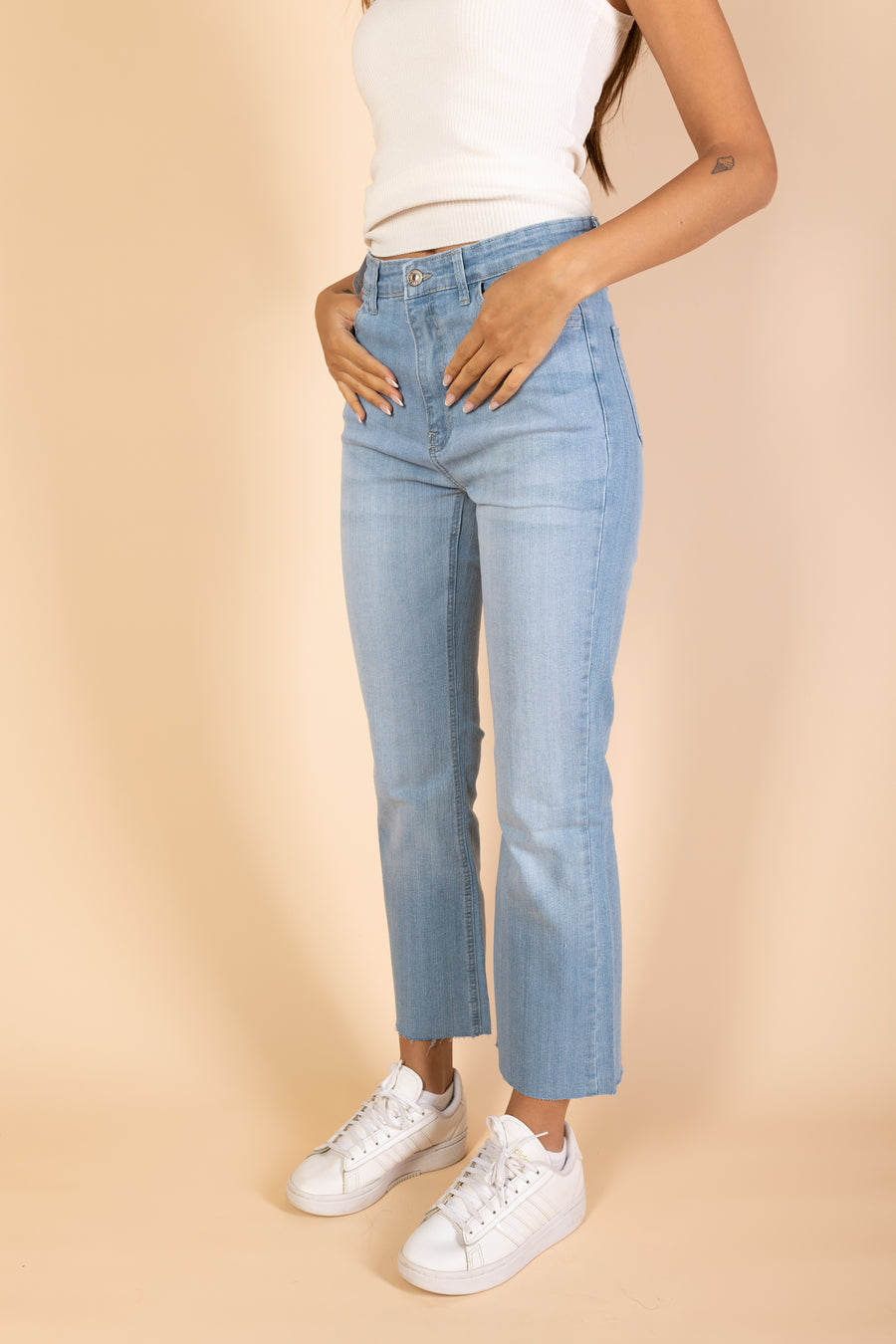 Ankle Length - Flare Jeans - Light Blue