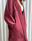 Burgundy Melton Cardigan