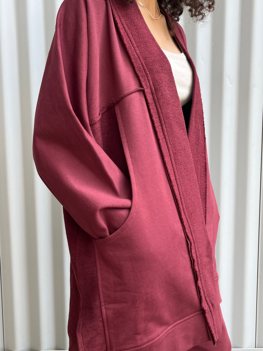 Burgundy Melton Cardigan