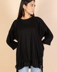 Oversized Drawstring T-shirt - Black