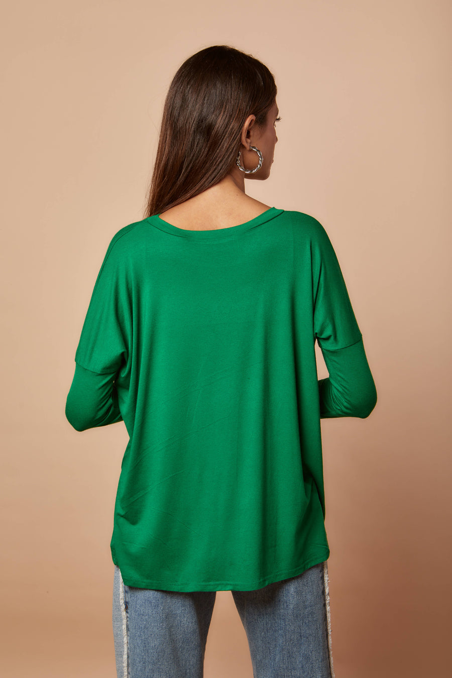Basic Green Square-cut light cotton Top
