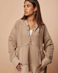 Beige Snap buttons sweat shirt