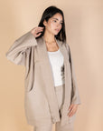 Beige Melton Cardigan