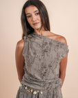 Asymmetric Draped Top - Grey