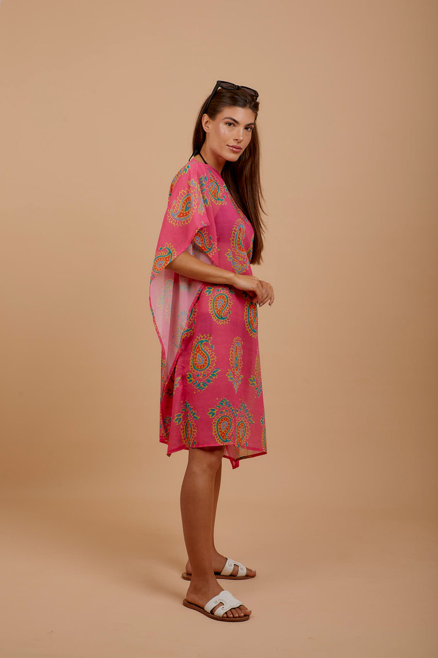 Hot pink paisley cover-up