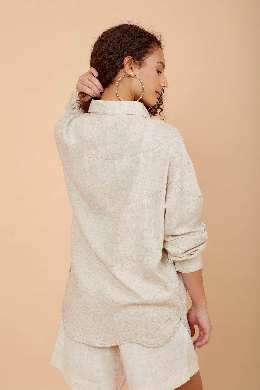 Beige silver shimmer Waves Shirt