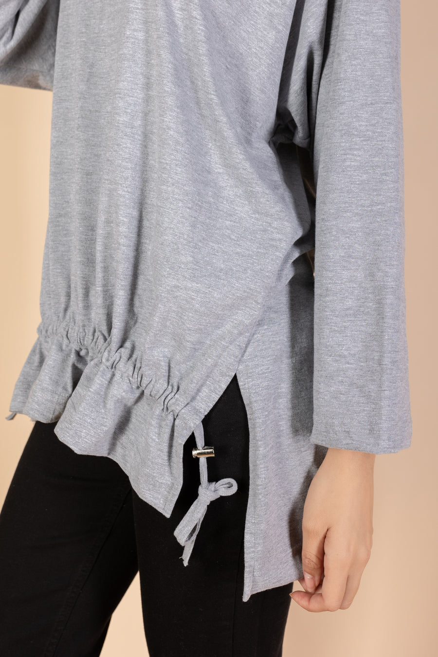 Oversized Drawstring T-shirt - Grey