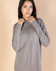 Grey High Neck Knit Pullover