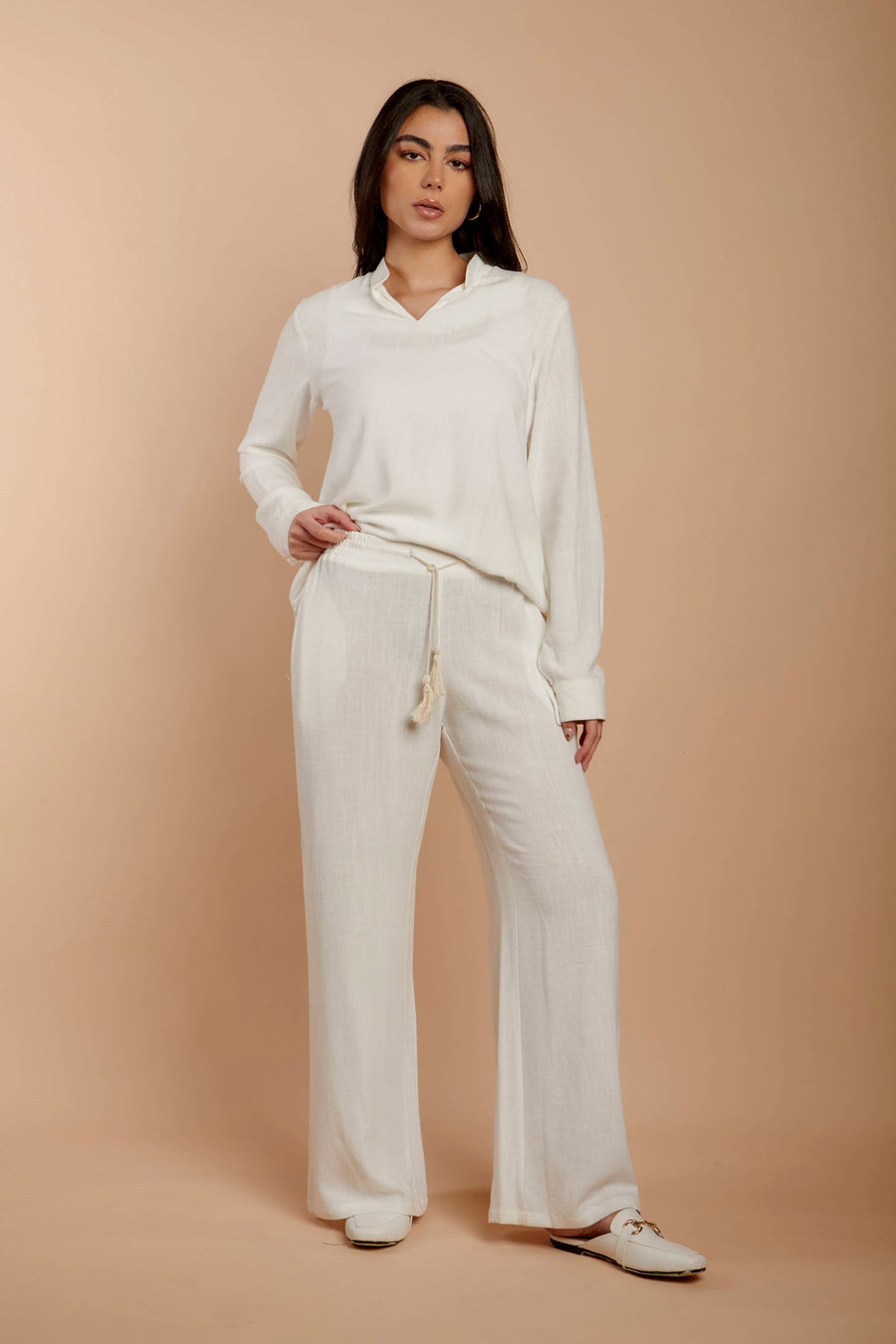 Off-White Linen drawstrings Pants (extra coating)