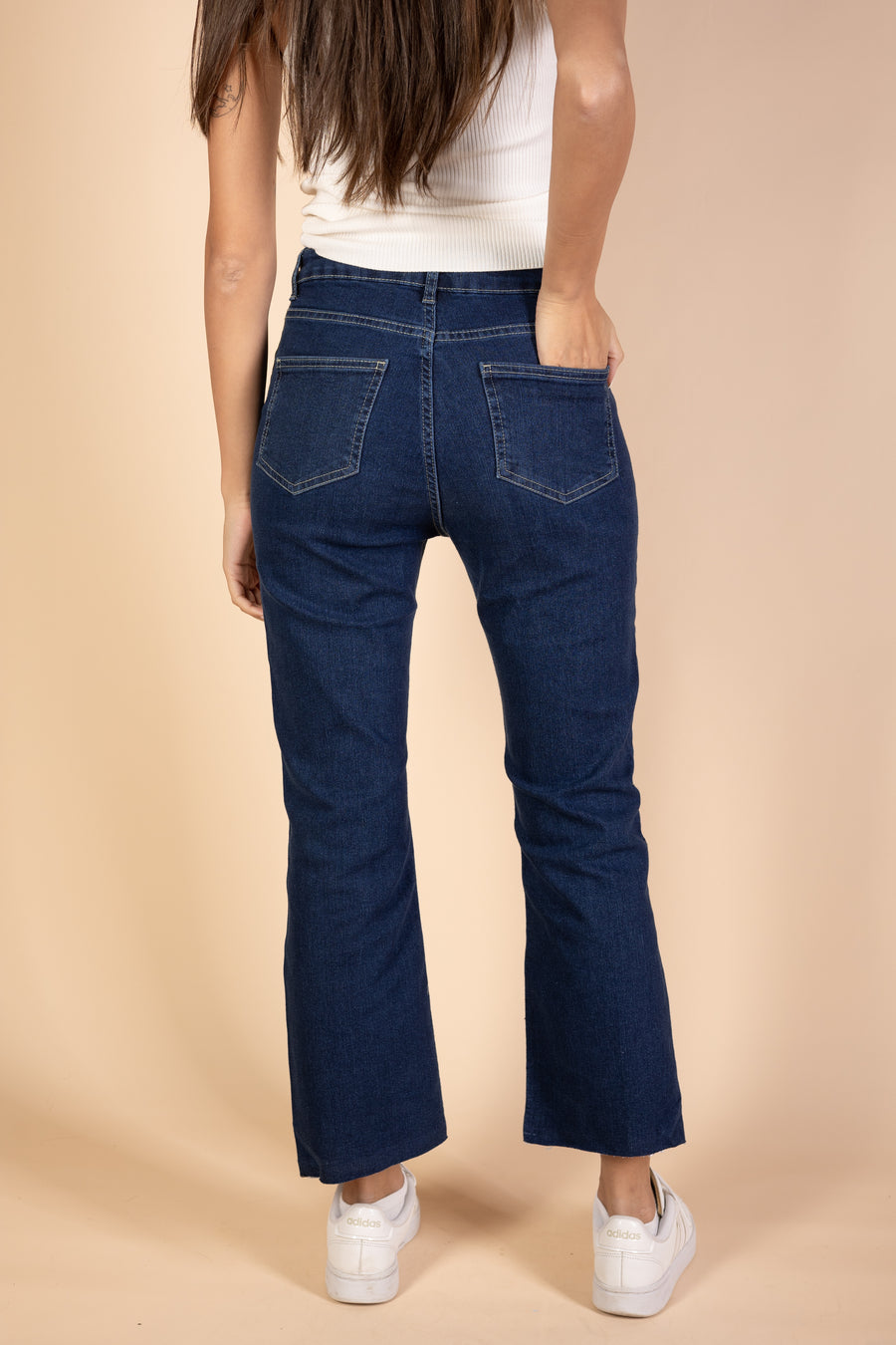 Ankle Length - Flare Jeans - Dark Blue