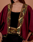 Tribal embellished kaftan - Burgundy