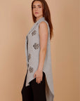 Grey Asymmetrical blended wool Waistcoat