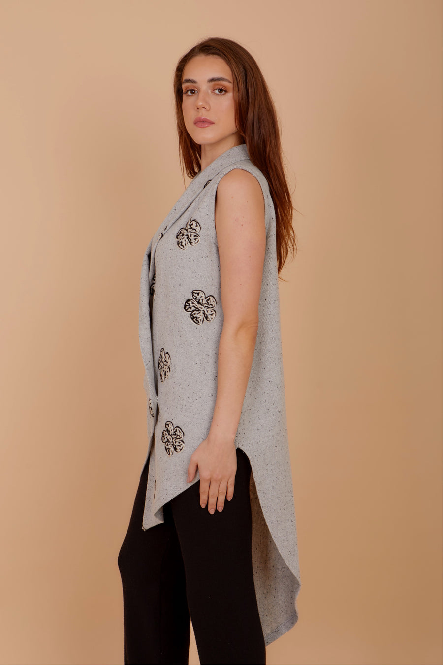 Grey Asymmetrical blended wool Waistcoat