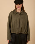 Oversize suede Jacket - Olive