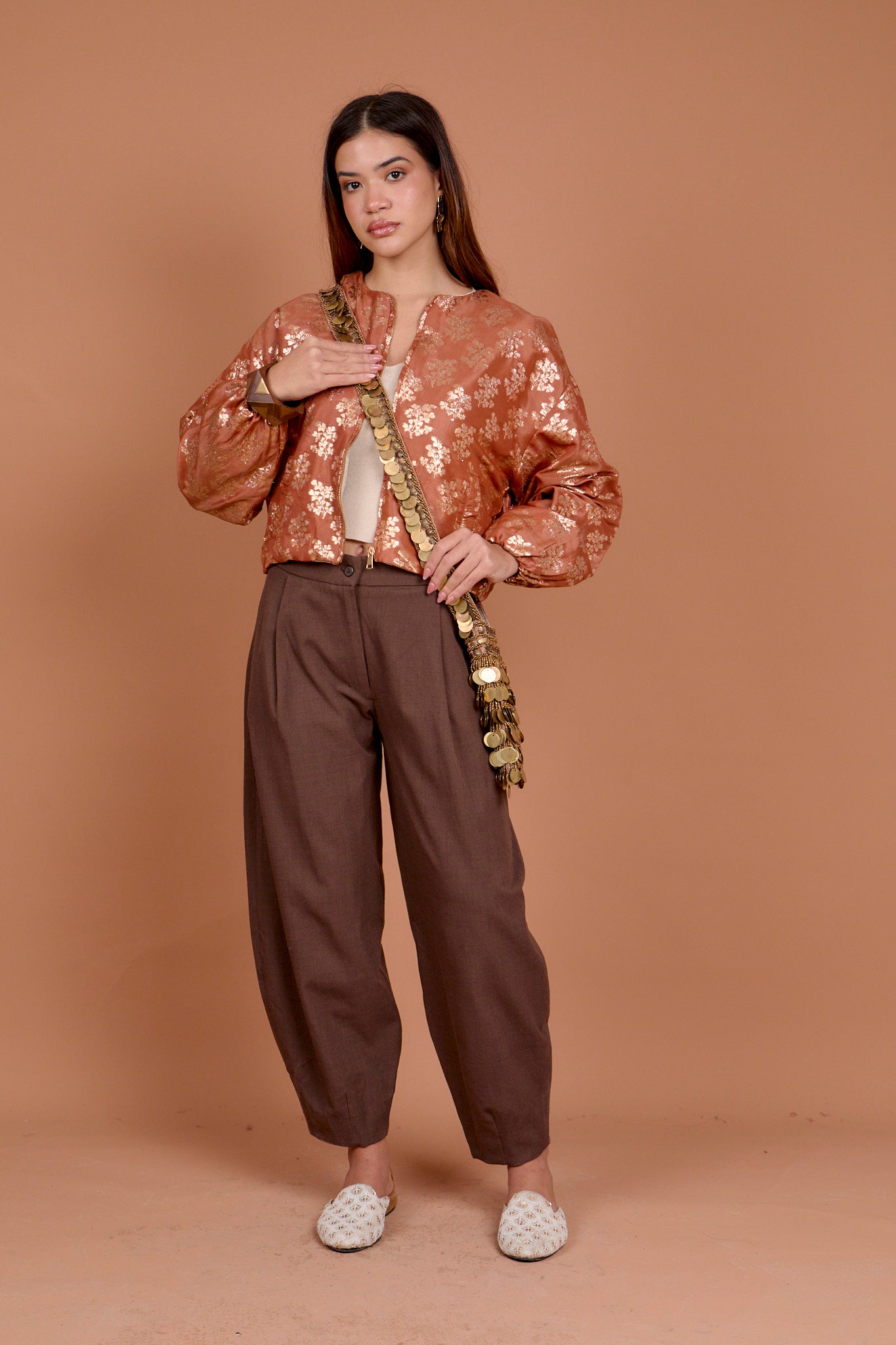 Sparkle coral pink bomber