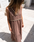 Handmade Embelishment shells dress - Brown