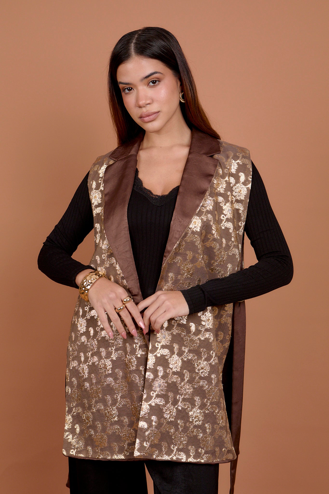 Brown &amp; Gold Embro Vest