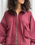 Burgundy Short zip-up Jacket