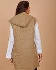 Long on the Go double face puffer Vest - Beige