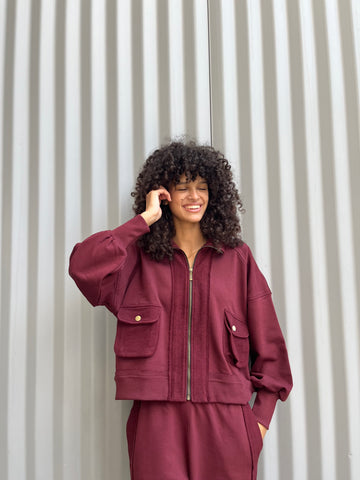 Burgundy Short zip-up Jacket