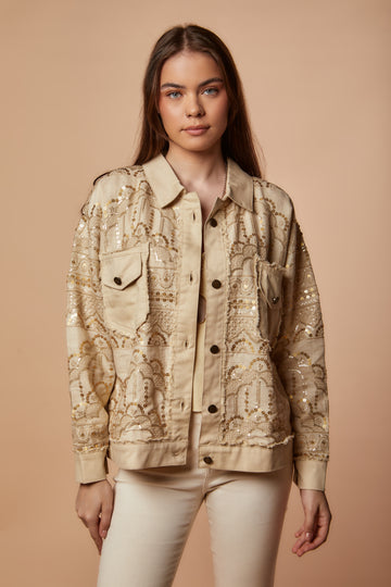 Embroidered Beige Jacket