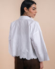 White hem embro shirt