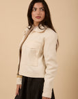 Wool Jacket with Pockets - off-white