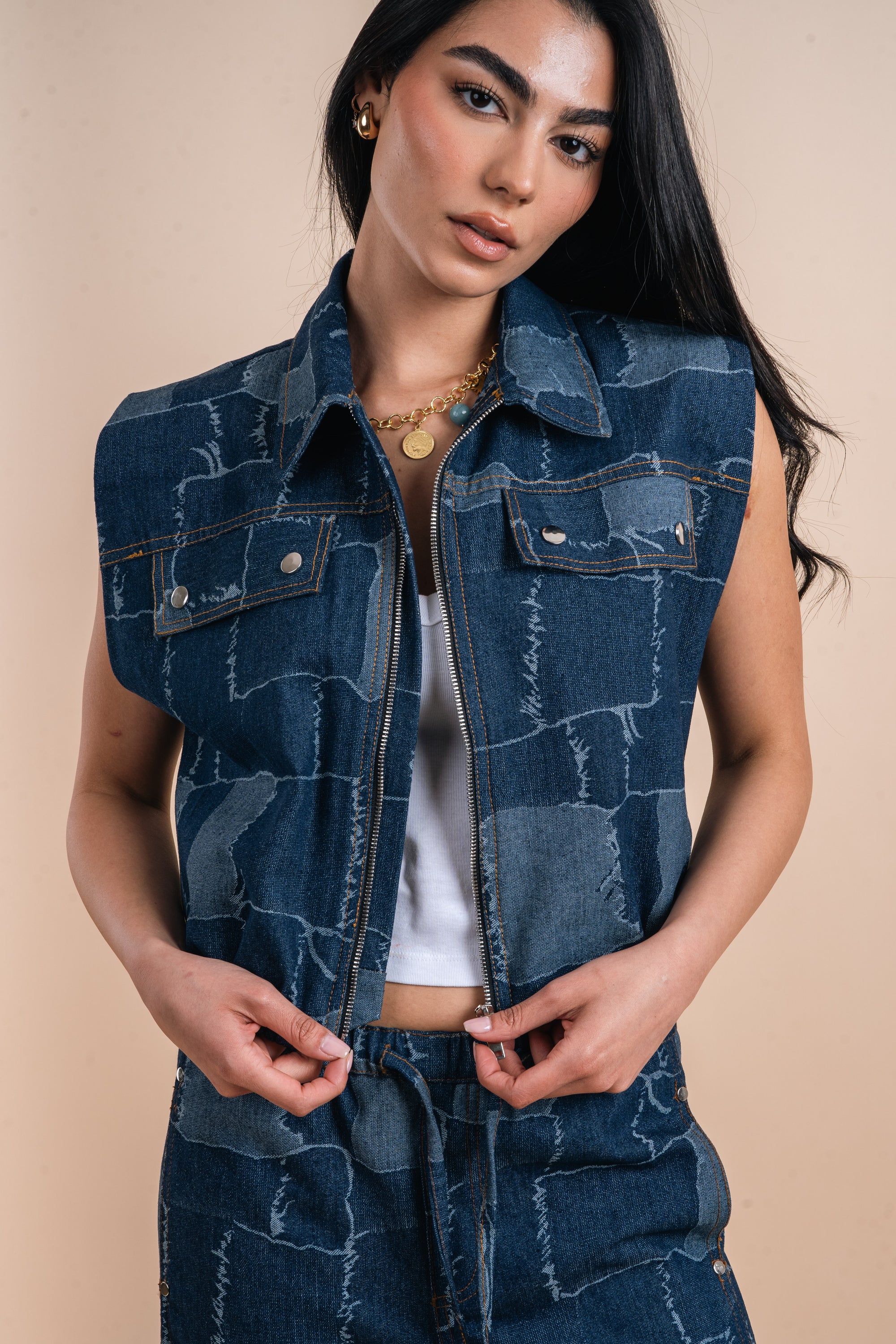Checkers Denim Vest