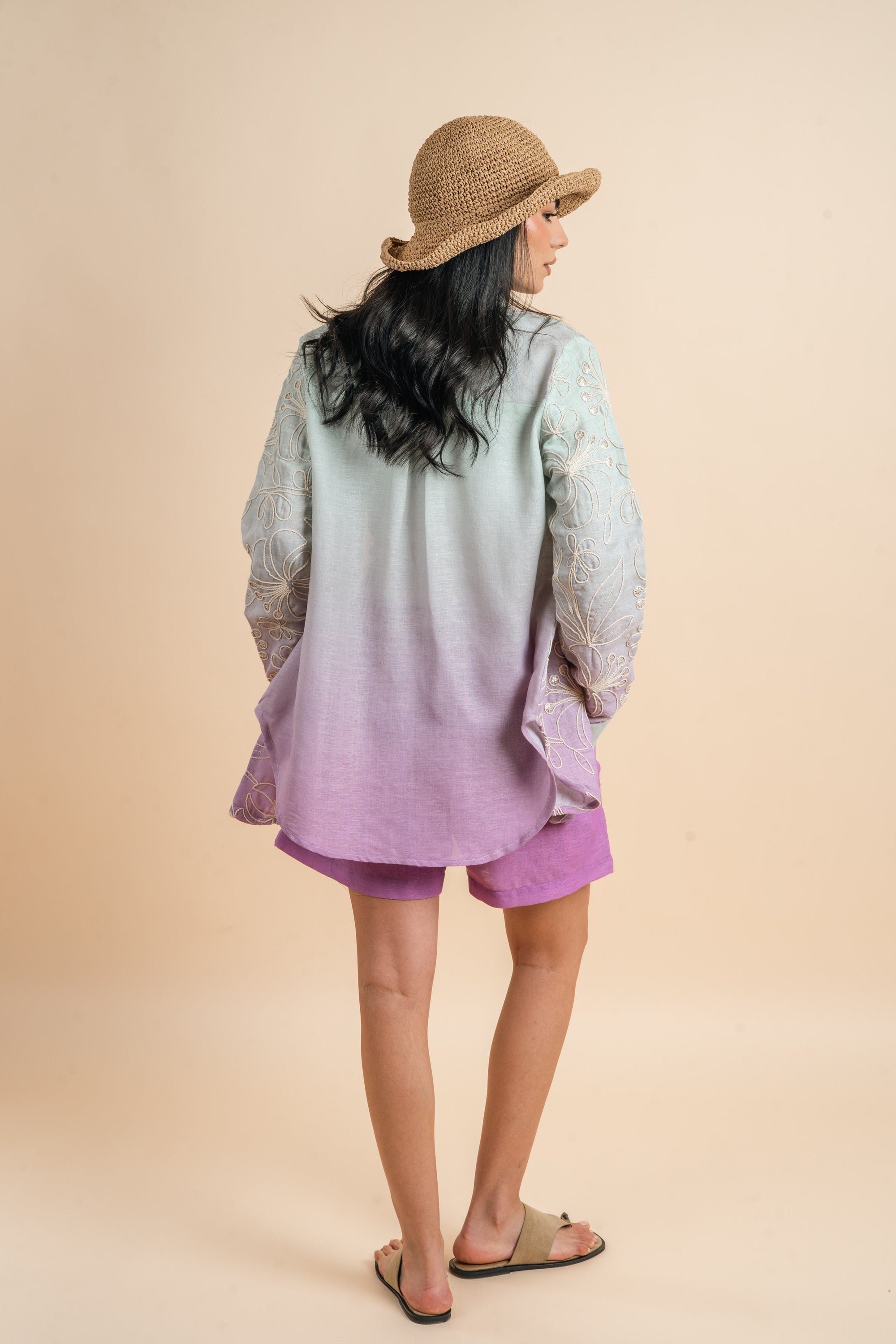 Grading mint/purple embro shirt