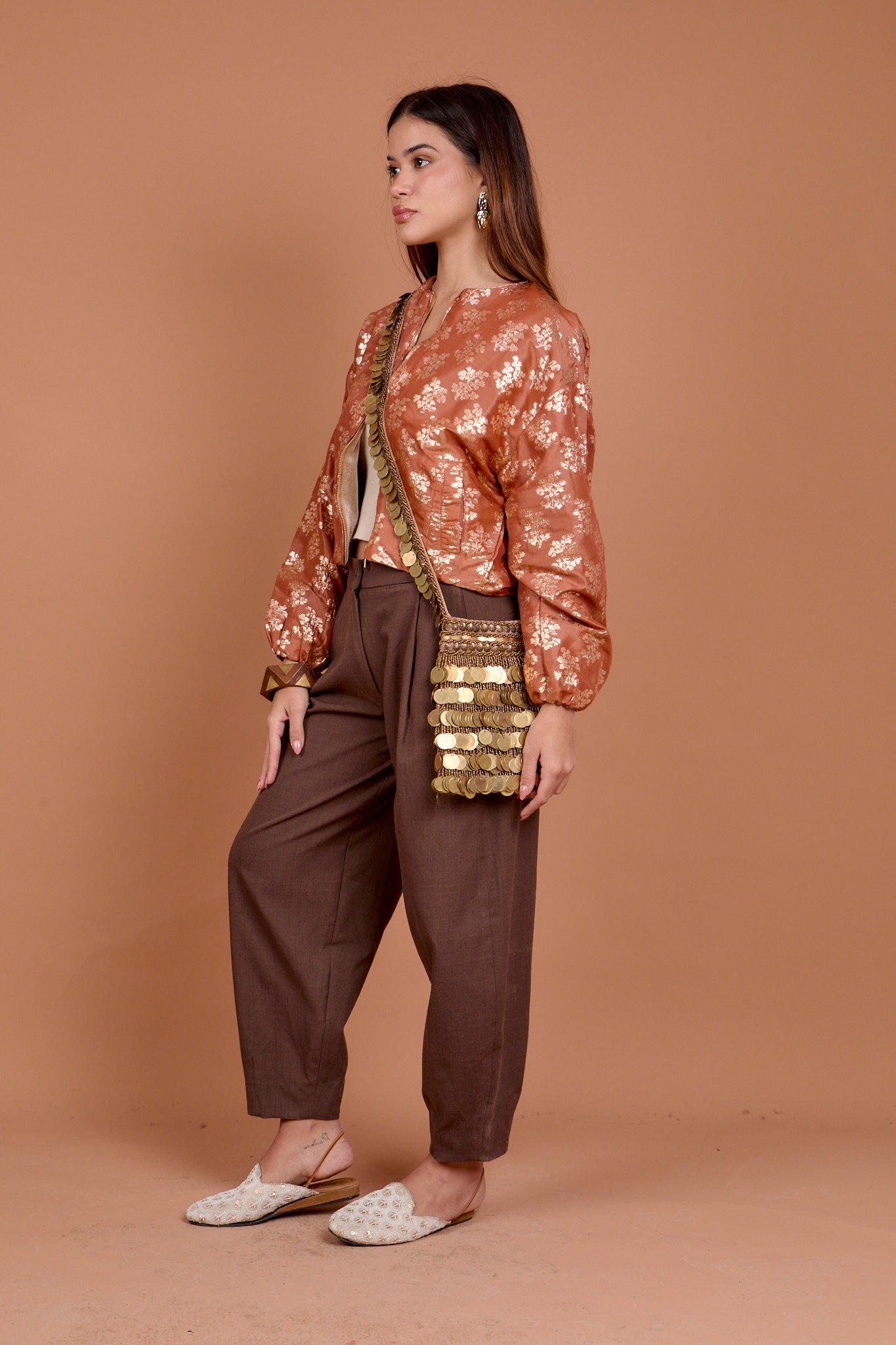 Sparkle coral pink bomber