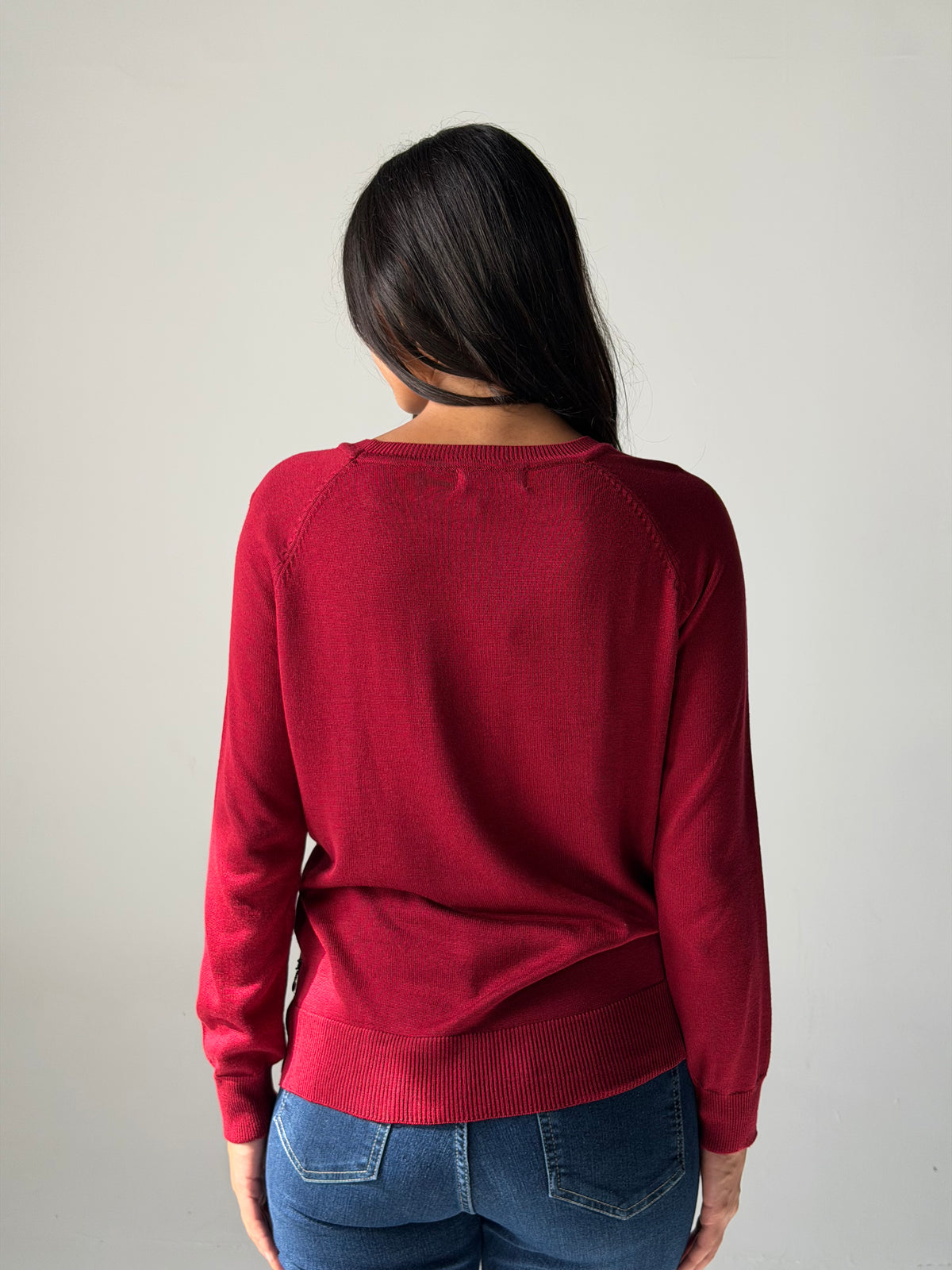 knitwear Top handmade work - Burgundy