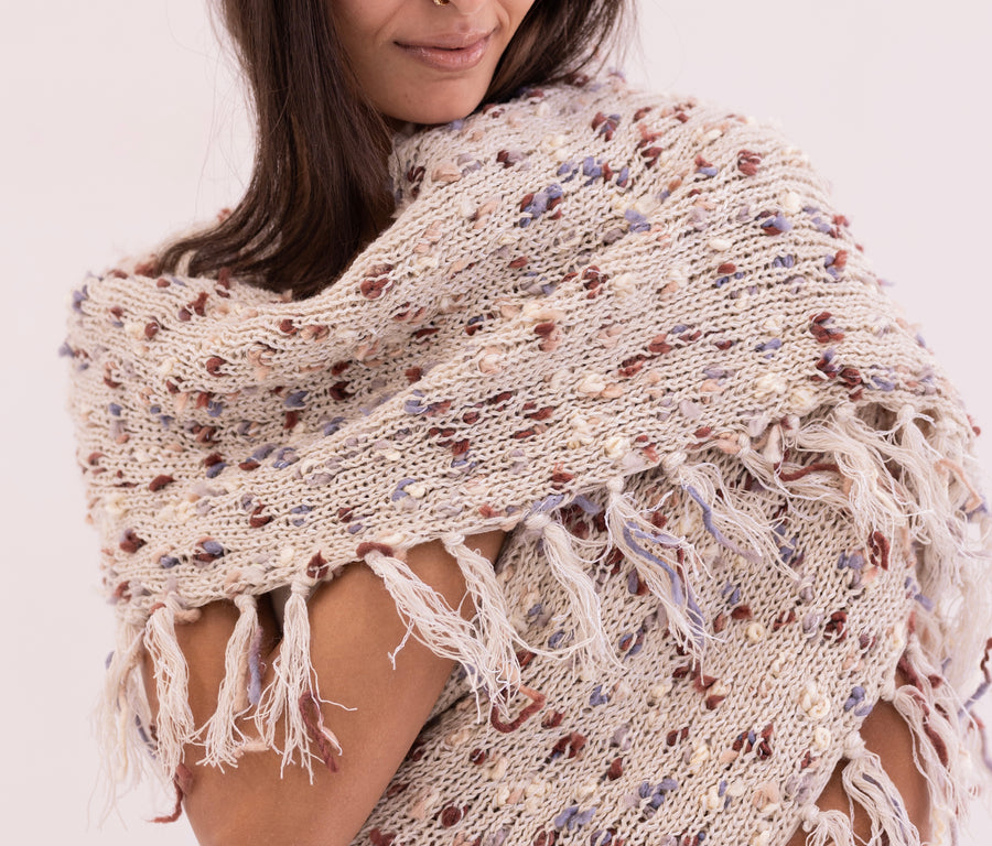 Handmade Knit scarf - Off-white