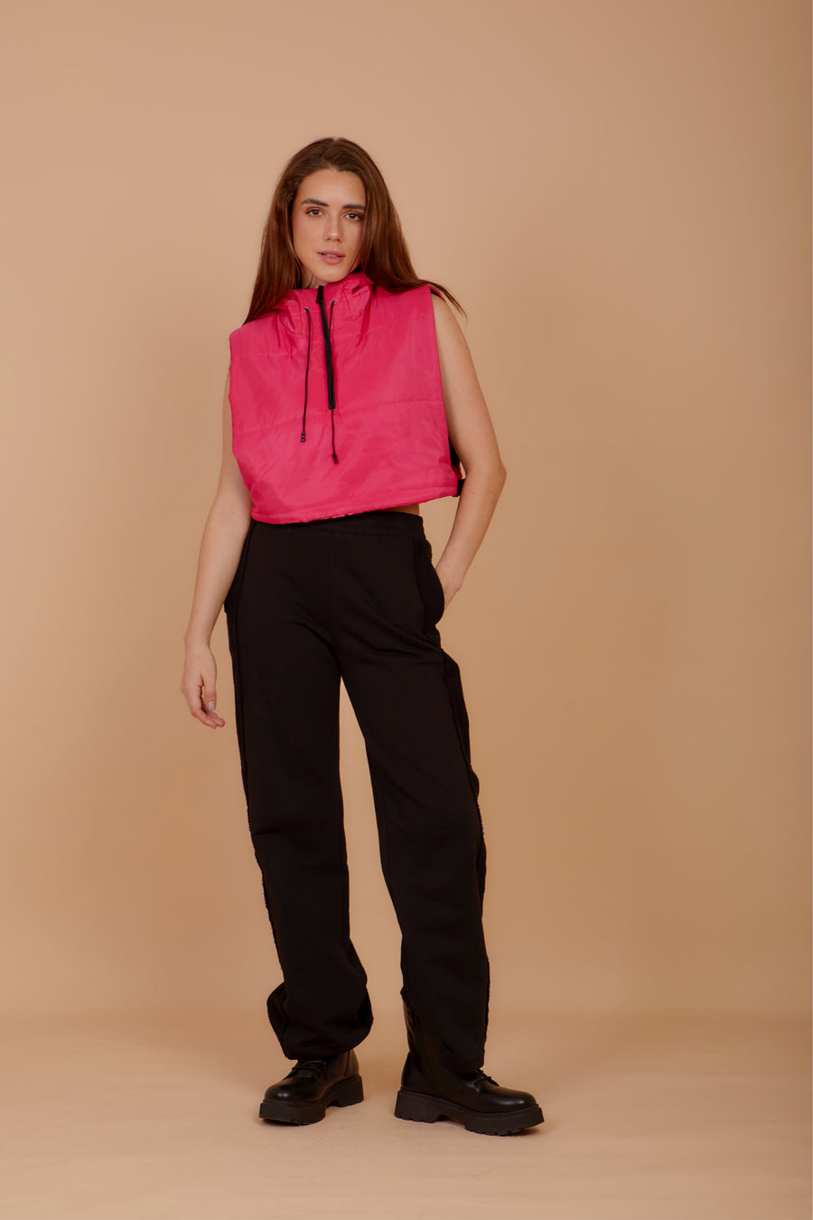 Side buckles Vest - hot pink