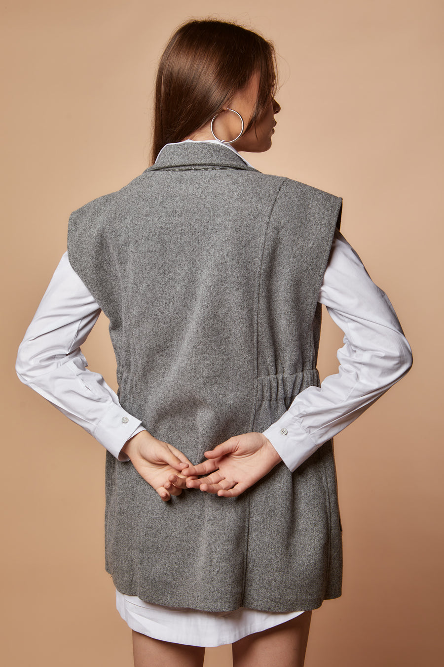 Grey Long Wool Waistcoat