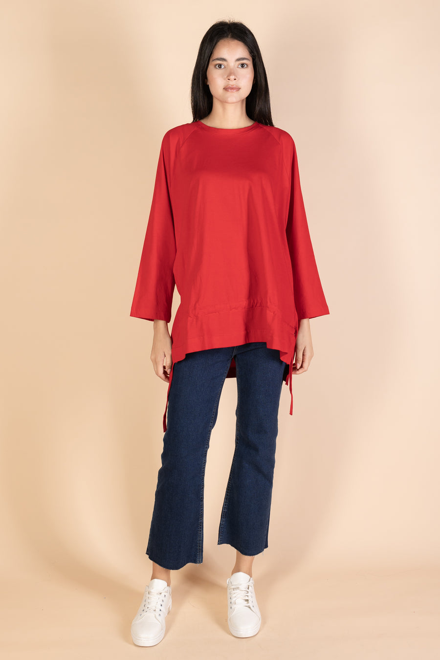 Oversized Drawstring T-shirt - Red