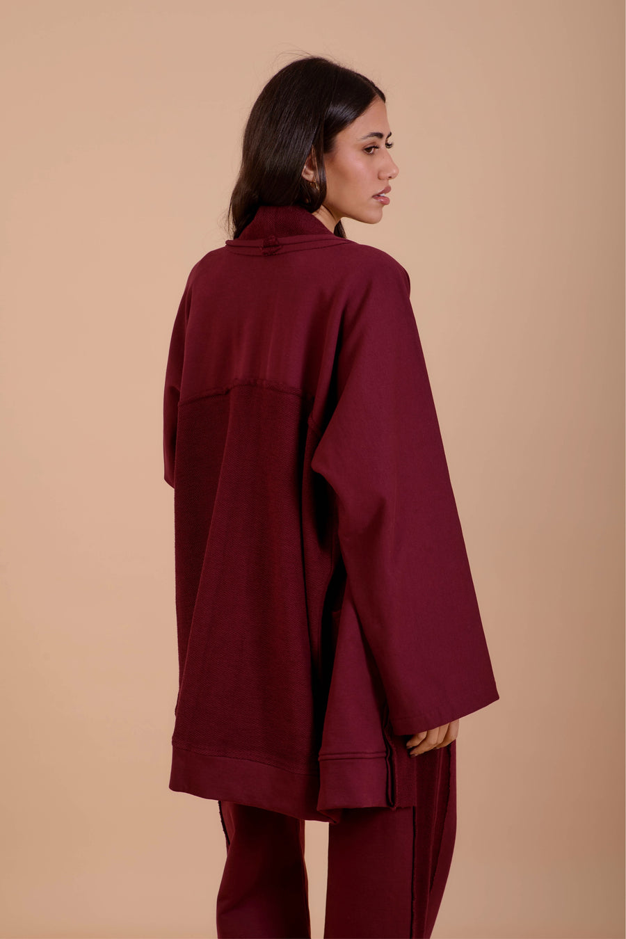 Burgundy Melton Cardigan