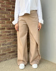 Dark Beige Wrap Linen Pants