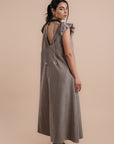Puff sleeve Dress - Beige stripes