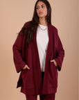 Burgundy Melton Cardigan