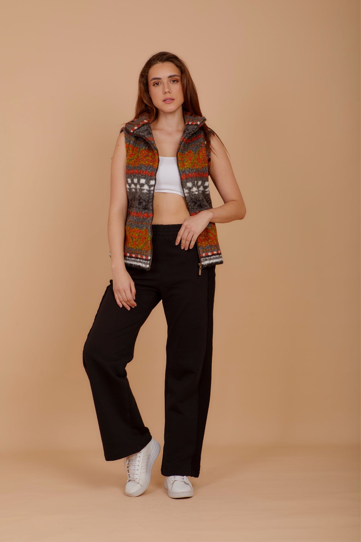 Grey print wool Vest