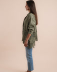 Asymmetric cotton shirt - Olive