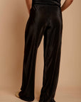 Black thin pleated satin Pants