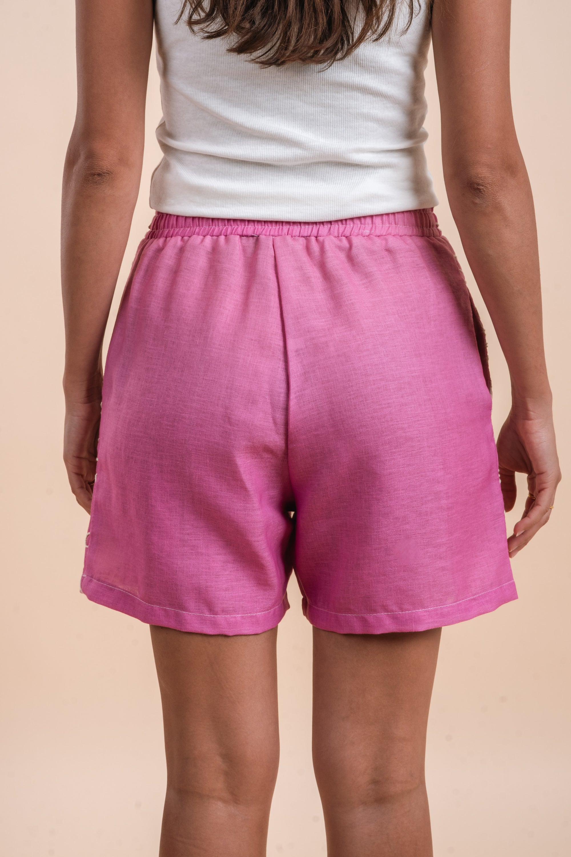 Grading pink embro shorts