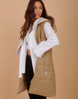 Long on the Go double face puffer Vest - Beige