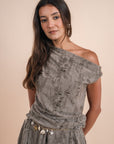 Asymmetric Draped Top - Grey